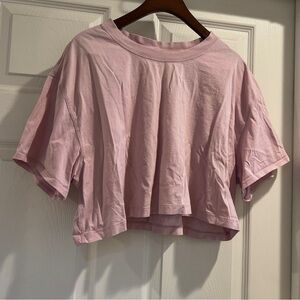 Lululemon All Yours Cropped Tee in Pink Peony